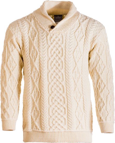 Men's Supersoft Merino Wool Button Finish Jumper by Aran Mills - Cream