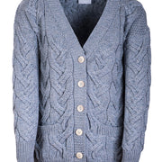 Women's Supersoft Merino Wool Chunky V-Neck Cable Cardigan by Aran Mills