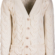 Women's Supersoft Merino Wool Chunky V-Neck Cable Cardigan by Aran Mills