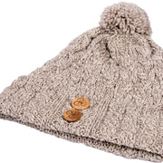 Ladies Supersoft Merino Button Detail Bobble Hat by Aran Mills - 5 Colours
