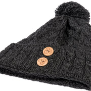 Ladies Supersoft Merino Button Detail Bobble Hat by Aran Mills - 5 Colours