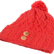 Ladies Supersoft Merino Button Detail Bobble Hat by Aran Mills - 5 Colours