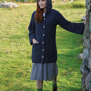Women's Long Merino Wool Cardigan with Hood by Aran Mills