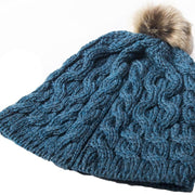 Women's Supersoft Merino Wool Hat with Faux Fur Bobble by Aran Mills - 5 Colours