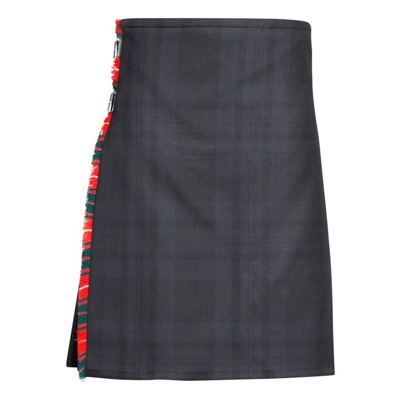 Clearance MTM Wool Kilt - 8 Yard - Black Isle/Bruce Modern Contrast - Waist 32 Length 24