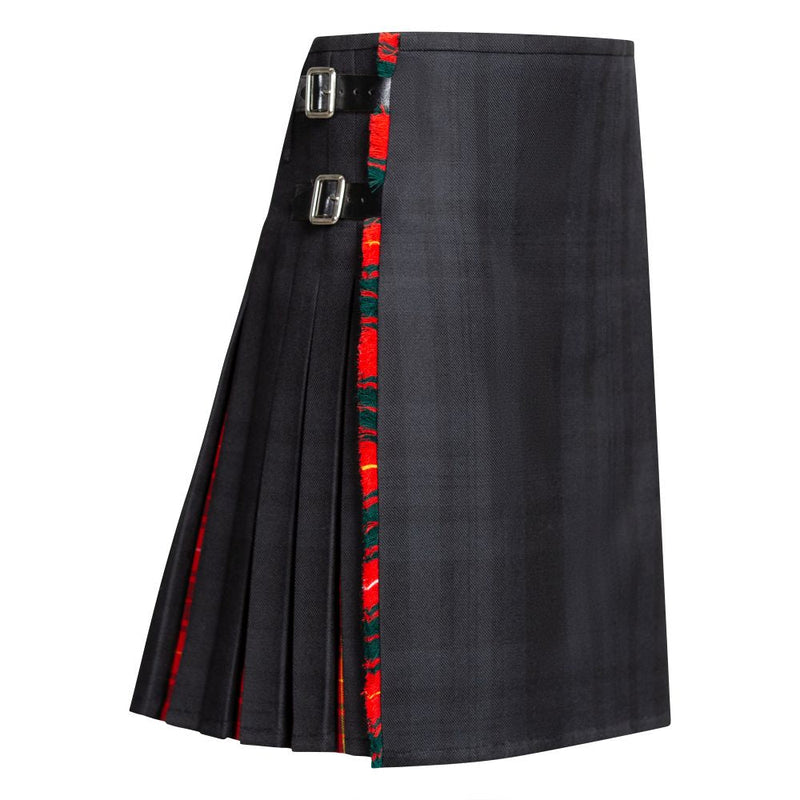 Clearance MTM Wool Kilt - 8 Yard - Black Isle/Bruce Modern Contrast - Waist 32 Length 24