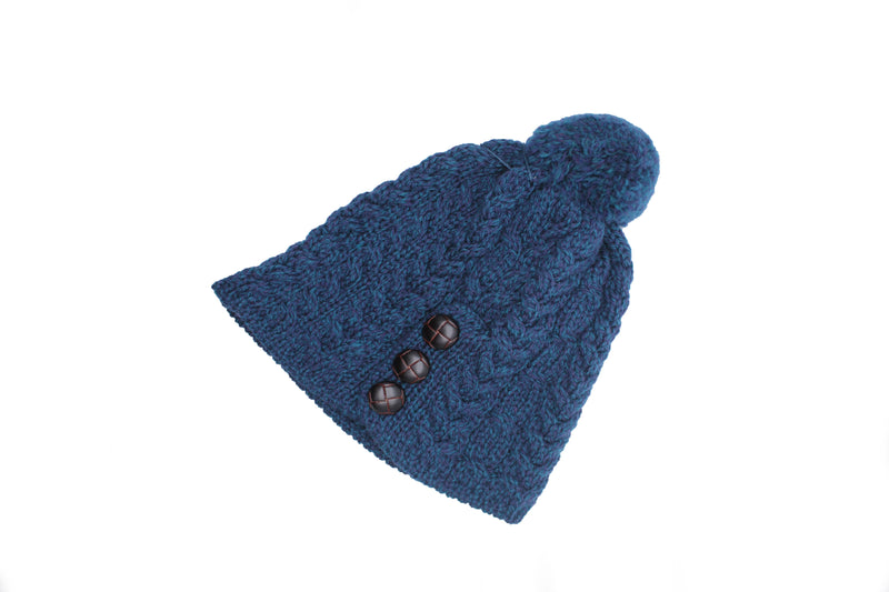 Women's Merino Wool Hat with Bobble by Aran Mills