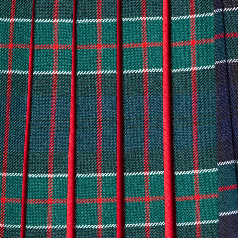 Clearance MTM Wool Kilt - 8 Yard - Colquhoun Modern/Plain Red Contrast - Waist 32 Length 24