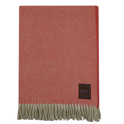 Scottish Made Diamond Pattern 100% Cashmere Throw by Lovat Mills - Coral Red
