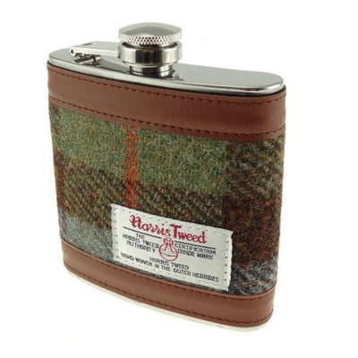 6oz Harris Tweed Hip Flask - 10 Colours