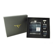 6oz Harris Tweed Hip Flask + Cups Gift Set - 2 Colours