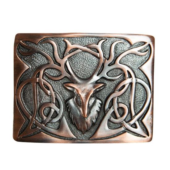 Pewter Highland Stag Belt Buckle - Chocolate Bronze Finish