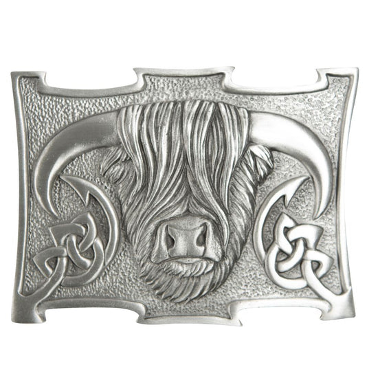 Pewter Highland Cow Belt Buckle - Matt Finish