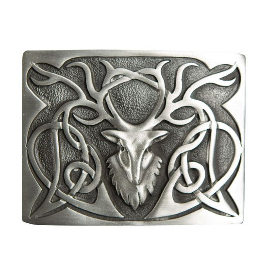 Pewter Highland Stag Belt Buckle - Matt Finish