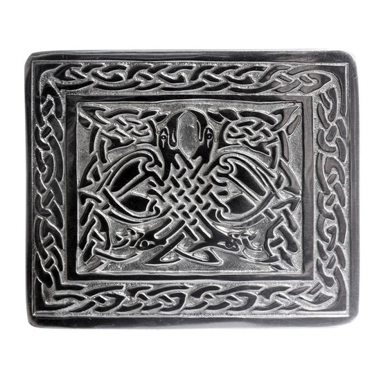 Celtic Interlaced Cormorant Pewter Belt Buckle