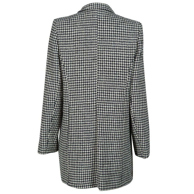 Women's Single Breasted Harris Tweed Coat - Black/White Dogtooth