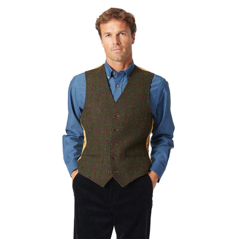 Harris tweed waistcoat cheap mens
