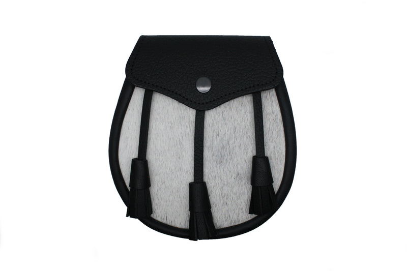 Semi Dress Natural Calfskin Basic Leather Tassel Sporran - White