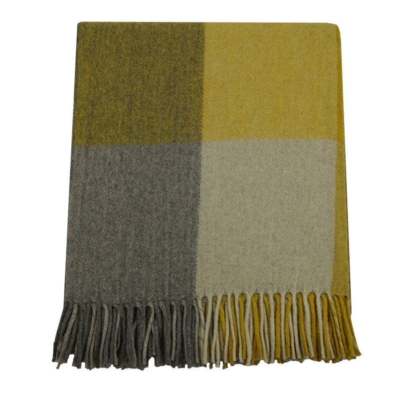 Cashmere Scarf in Camel Herringbone Made in Scotland