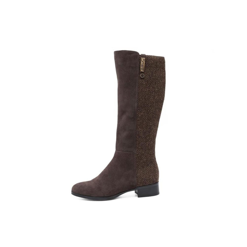Ladies Harris Tweed Knee High Boots by Snow Paw - Coffee Brown