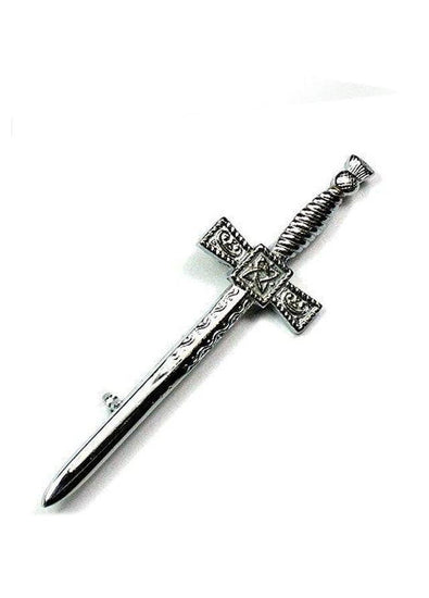 Celtic Broad Sword Style Kilt Pin - Chrome Finish