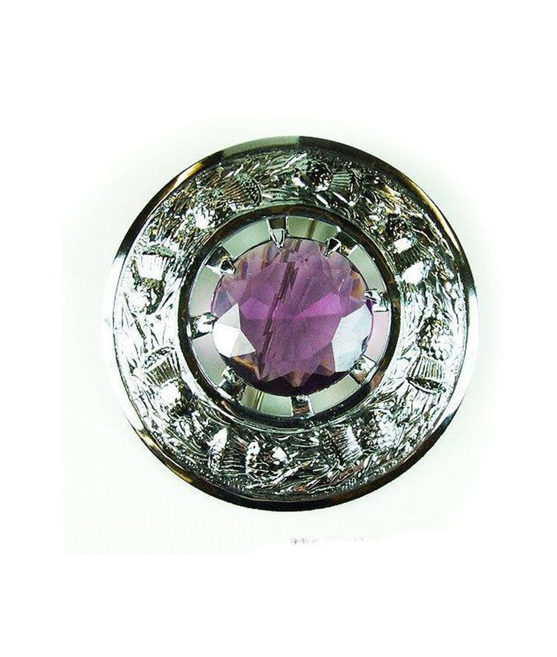 Thistle Stone Plaid Brooch - Chrome Finish - 4 Colours