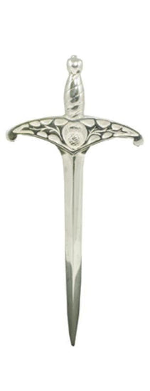 Sterling Silver Thistle Crest Sword Shaped Kilt Pin