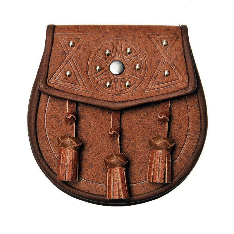 Khaki Leather Circular Studded Design Sporran