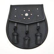 Circular Design Studded Black Leather Sporran