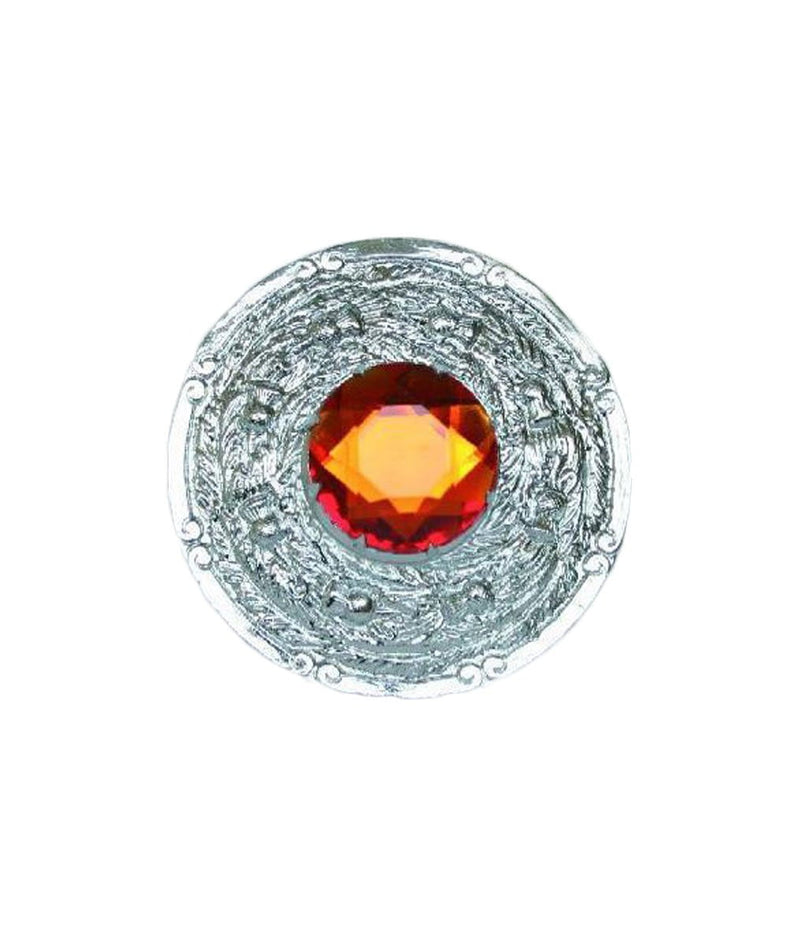 Topaz Stone Intricate Thistle Plaid Brooch
