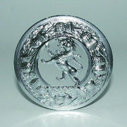 Thistle Plaid Brooch with Lion Rampant Design - Chrome Finish