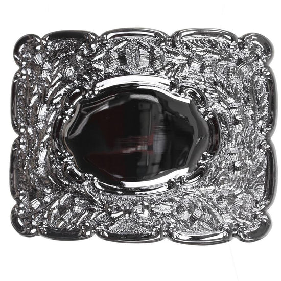 Oval Mirror Design Belt Buckle - Chrome Finish