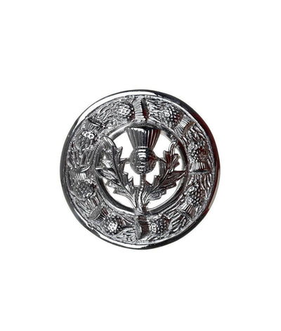 Thistle Design and Thistle Centre Brooch - Chrome Finish