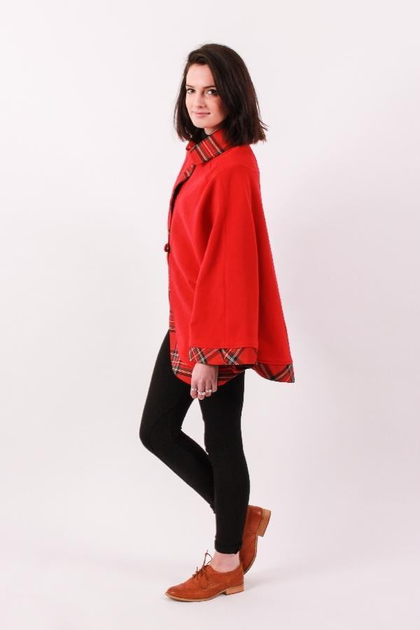 Women's Kerry Cape - Red with Royal Stewart trim