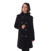Women s Duffle Coat in Black Scotland Kilt Co US