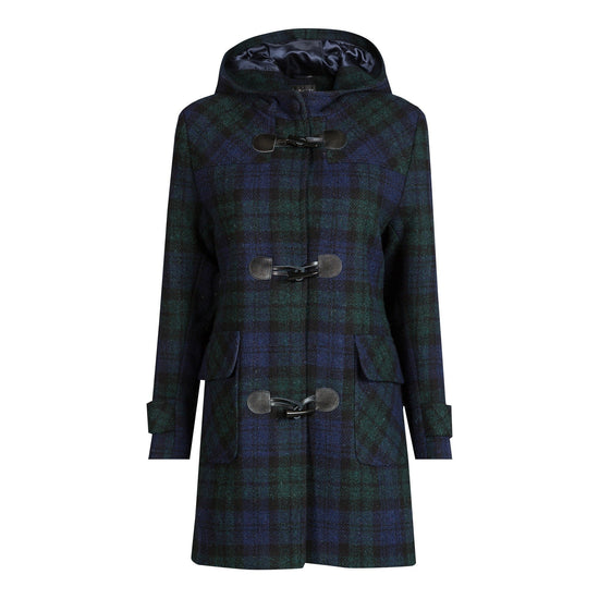 Ladies Harris Tweed Duffle Coat in Black Watch