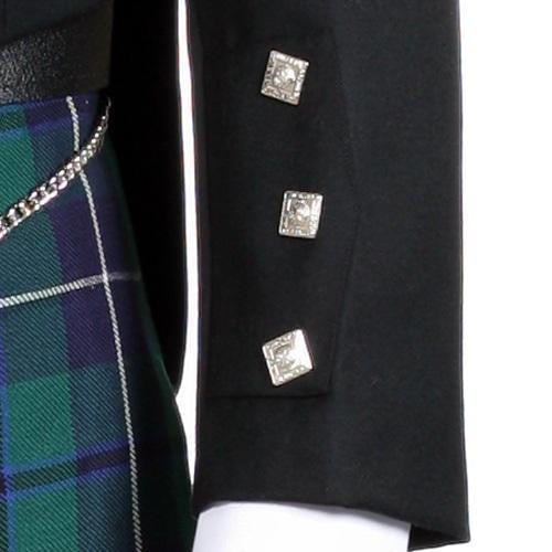 Prince Charlie Jacket, 100% Black Barathea Wool - Imported
