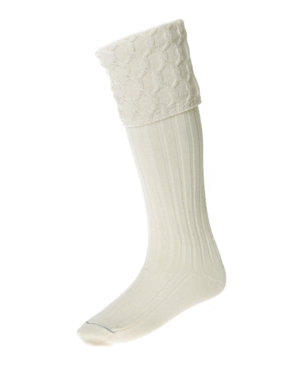 Merino Wool Lewis Celtic Cable Kilt Hose - Cream