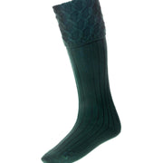 Merino Wool Lewis Celtic Cable Kilt Hose - Tartan Green