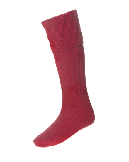 Merino Wool Lewis Celtic Cable Kilt Hose - Tartan Red