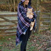Ladies Hooded Tartan Poncho - 3 Colours