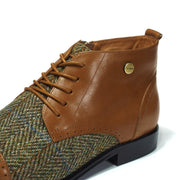 Women's Harris Tweed Flat Ankle Boot by Snow Paw - Chestnut