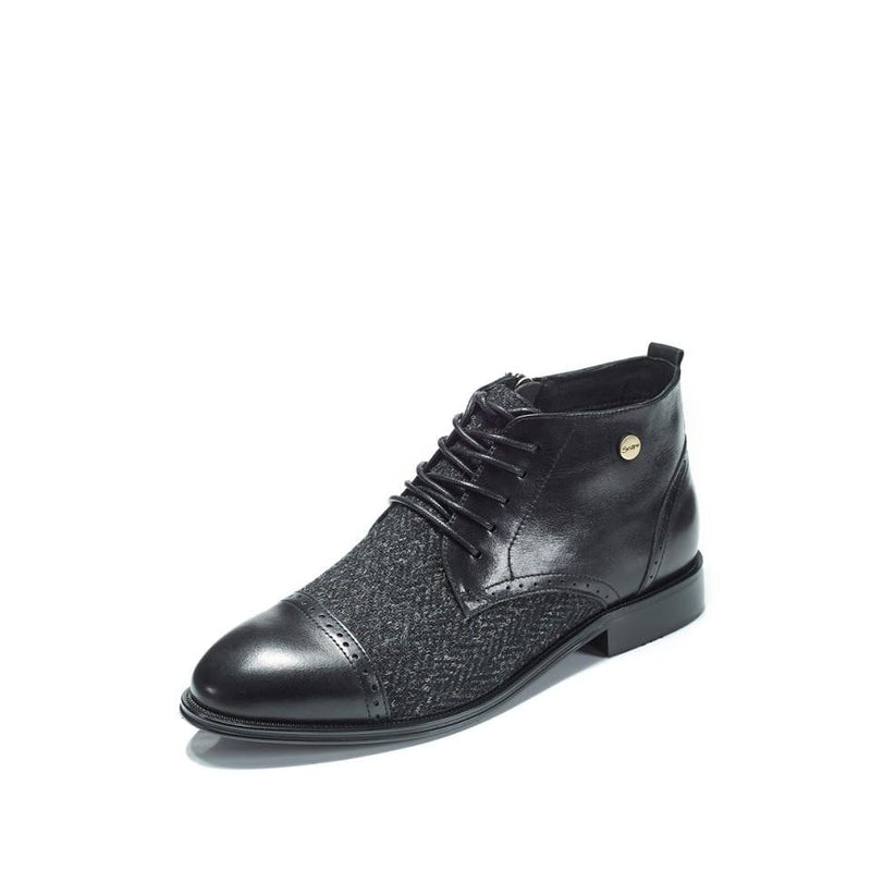 Women's Harris Tweed Flat Ankle Boot by Snow Paw - Black