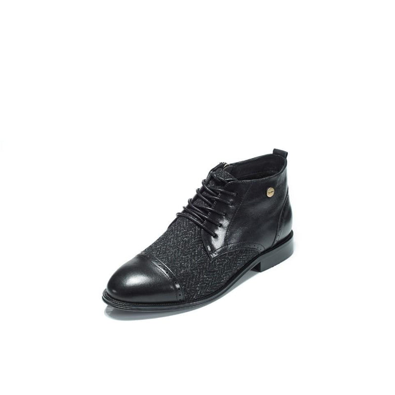 Women's Harris Tweed Flat Ankle Boot by Snow Paw - Black