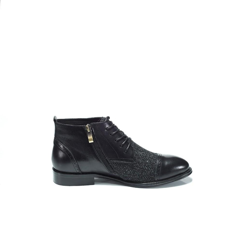 Women's Harris Tweed Flat Ankle Boot by Snow Paw - Black