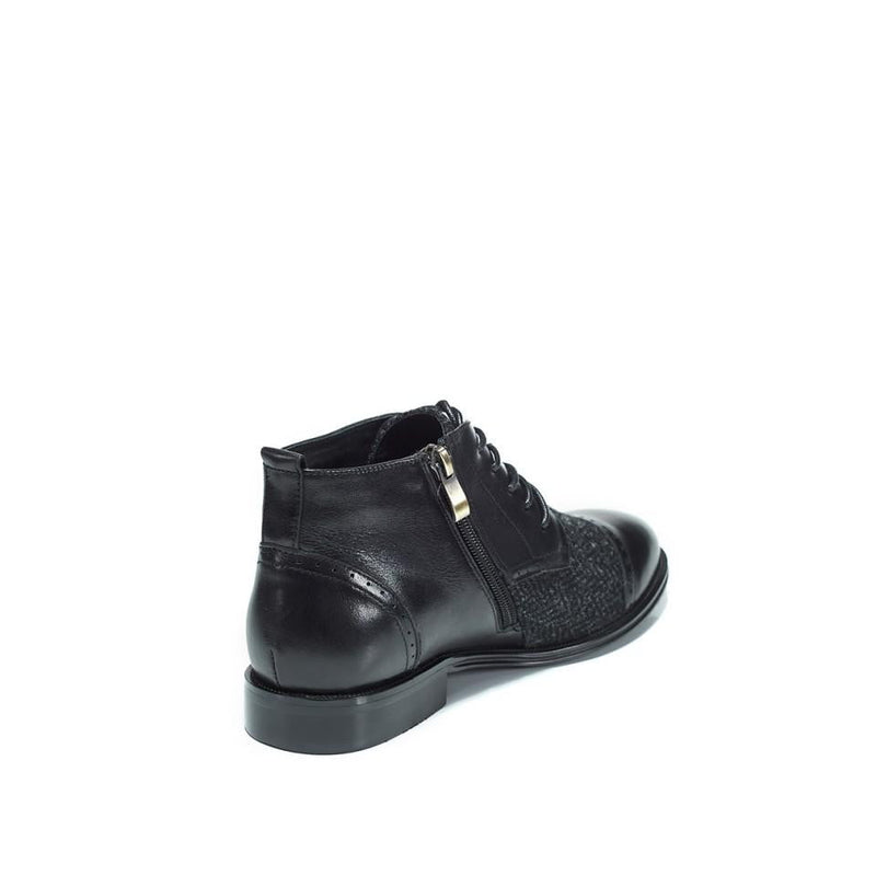 Women's Harris Tweed Flat Ankle Boot by Snow Paw - Black