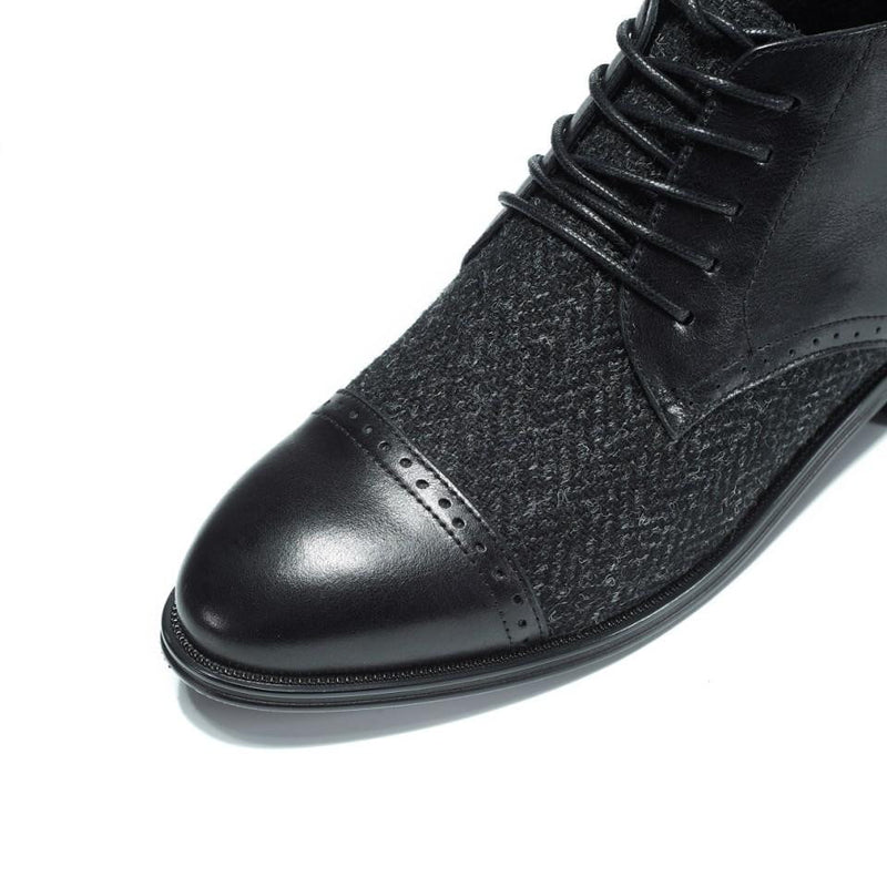 Women's Harris Tweed Flat Ankle Boot by Snow Paw - Black