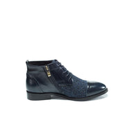 Women's Harris Tweed Flat Ankle Boot by Snow Paw - Navy