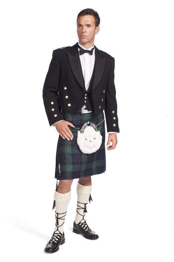 Economy Prince Charlie Jacket Outfit with 16oz 8 Yard Wool Lochcarron Strome Made to Measure Kilt