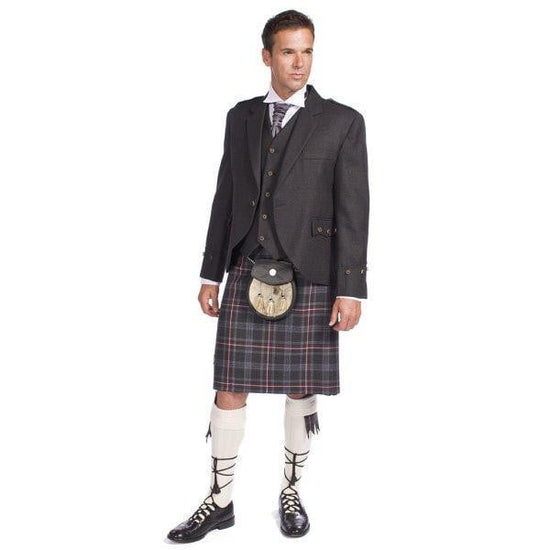 Charcoal Tweed Argyle Jacket 8 Yard Mediumweight Hebridean Tartan Kilt Outfit